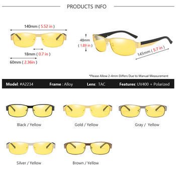 AOWEAR HD поляризирани шофьорски очила за нощно виждане Мъжки ретро жълти предпазни очила за нощно шофиране Слънчеви очила за лошо време Gafas