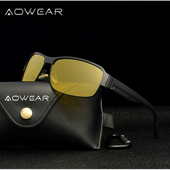 AOWEAR HD поляризирани шофьорски очила за нощно виждане Мъжки ретро жълти предпазни очила за нощно шофиране Слънчеви очила за лошо време Gafas