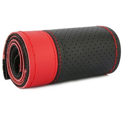 37-38CM univerzális csúszásgátló piros/fekete sportstílusú mikroszálas bőr autós kormánykerék borítás fonott kormánykerék