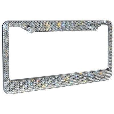 1 db Car Bling Crystal rendszámtábla keret dekoráció, luxus kézműves strasszos autóváz tábla, illik amerikai modellhez