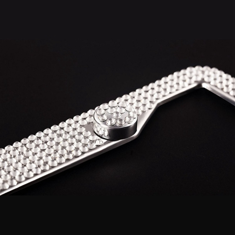 1 db Car Bling Crystal rendszámtábla keret dekoráció, luxus kézműves strasszos autóváz tábla, illik amerikai modellhez