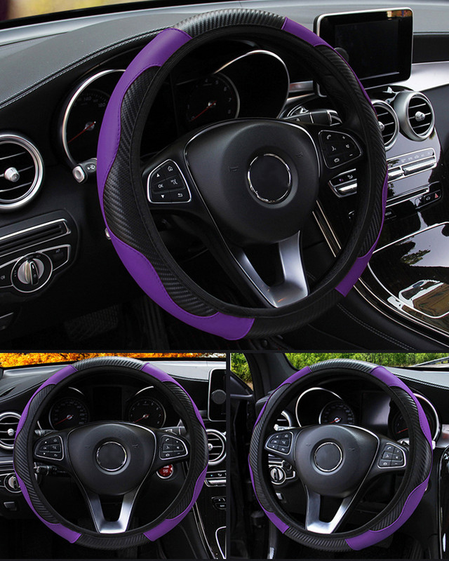 Για κάλυμμα τιμονιού αυτοκινήτου Αναπνεύσιμη αντιολισθητική θήκη τιμονιού Κατάλληλη 37-38cm Auto Decoration Fiber Carbon