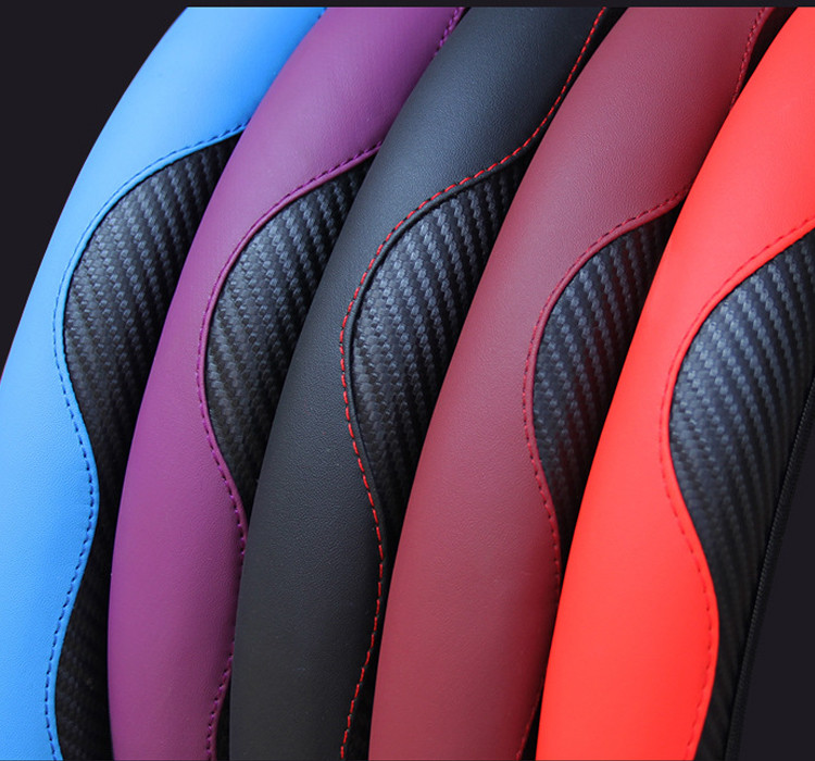 Για κάλυμμα τιμονιού αυτοκινήτου Αναπνεύσιμη αντιολισθητική θήκη τιμονιού Κατάλληλη 37-38cm Auto Decoration Fiber Carbon