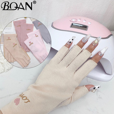 BQAN 1 чифт Анти UV ръкавици за нокти UV Gel Shield Glove Fingerless Manicure Nail Art Tools LED Lamp Nails Sushion Radiation Hand