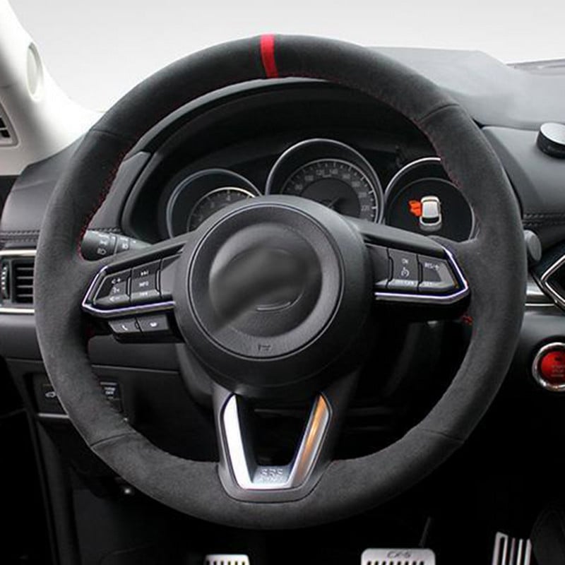 Csúszásmentes fekete autó kormányburkolat Mazda 3 Axela 2017-2018 Mazda 6 Atenza CX-3 CX-5 CX-9 tartozékokhoz