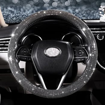 Универсален автомобилен капак за волан със стрази с кристален диамант, искрящ диамант, протектор за калъф за волан, стайлинг на кола