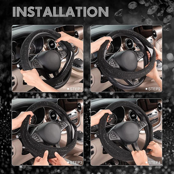 Κάλυμμα τιμονιού Universal Car Rhinestones με Crystal Diamond Sparkling Diamond Case Steering Wheel Protector Car-Styling