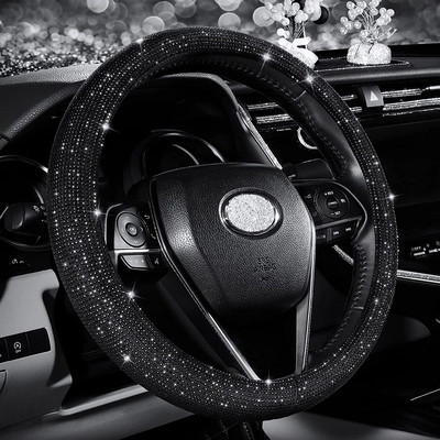 Universal Car Rhinestones Steering Wheel Cover with Crystal Diamond Sparkling Diamond Steering Wheel Case Protector Car-Styling