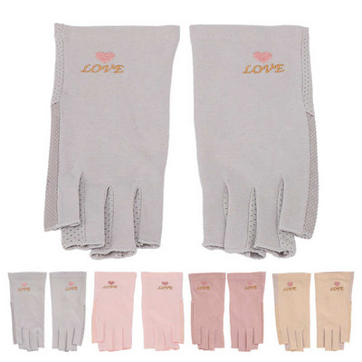 Manicure Gloves UV Protection Stretchy Breathable Fingerless Fiber Cotton Nail Art Lamp Gloves for Home Salon