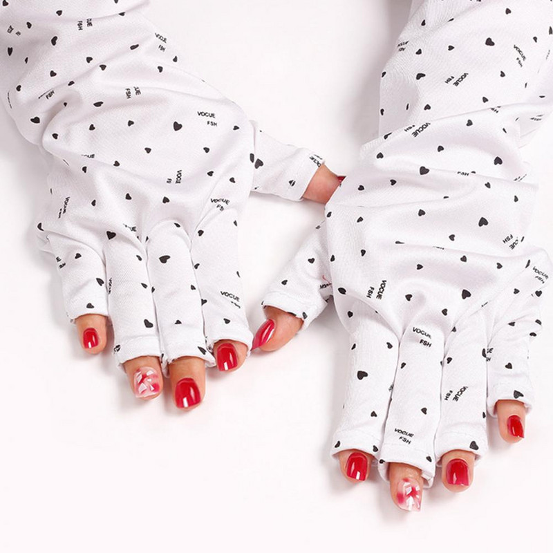 Anti-UV pirštinės, poliesterio pluošto nagų lempos pirštinės, lengvos, apsaugančios rankas, puikios odos priežiūros gelio nagų lempos pirštinės su UV apsauga