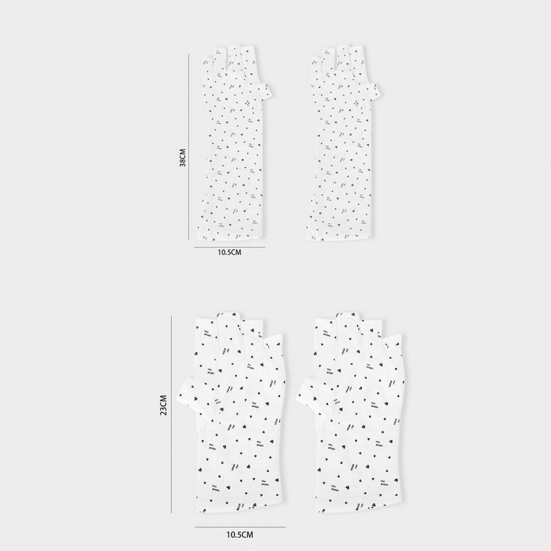 1 чифт Еластични предпазни ръце Физическа защита Ръкавици за нокти Против тен Сърдечна шарка Ръкавици без пръсти UV Shield Консумативи за нокти