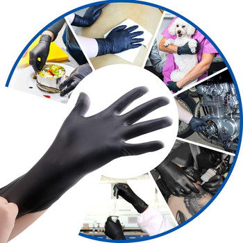 100 Pack Μαύρα γάντια νιτριλίου μίας χρήσης για οικιακό καθαρισμό Εργαλεία ασφάλειας εργασίας Unisex χωρίς λάτεξ αντιστατικά γάντια κηπουρικής
