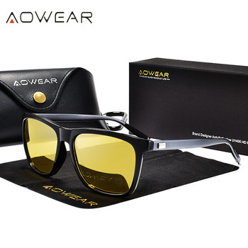 AOWEAR HD поляризирани очила за нощно виждане за жени Квадратни жълти очила за нощно шофиране Слънчеви очила Дамски шофьорски очила Gafas