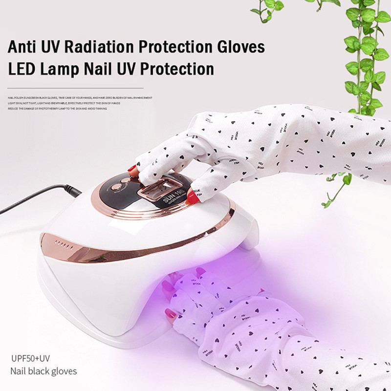 1 pereche de mănuși de protecție împotriva radiațiilor UV Lampă cu LED-uri Mănuși de protecție UV pentru unghii pentru uscător de unghii cu gel pentru unghii.