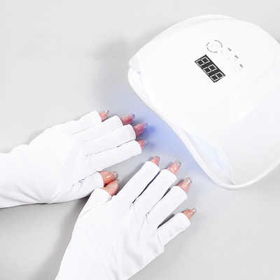 Ένα ζευγάρι λάμπα LED Anti UV Γάντια Nail Art Gel Anti UV Long Glove Nail Drery Light Προστασία από την ακτινοβολία Μαλακό εργαλείο προστασίας χεριών