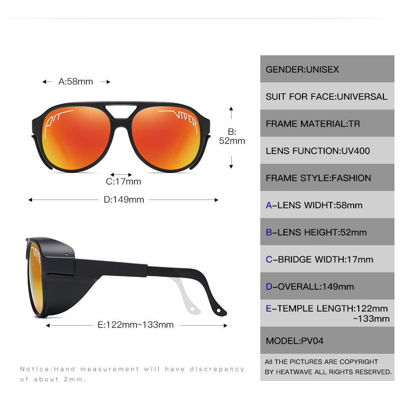 PIT VIPER UV400 Ochelari de soare vintage Bărbați Femei Ochelari de soare retro Ochelari de soare Steampunk Sporturi în aer liber Alergare Ciclism Ochelari