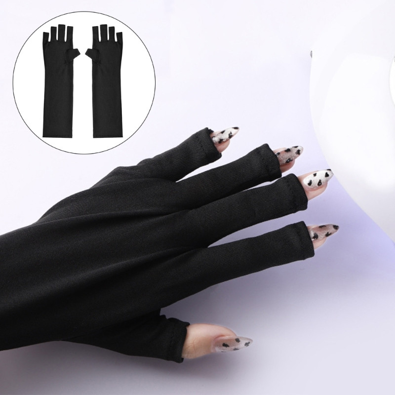 Nail Glove LED lempa Nagų UV apsauginė juoda spinduliuotei atspari pirštinė nagų dailės priemonė