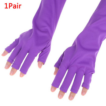 1Ζεύγος 25/40cm Nail Art Αντι-υπεριώδης Γάντια με ανοιχτά δάχτυλα Προστασία με λάμπα UV Light Gel Polish Tips Γάντια νυχιών