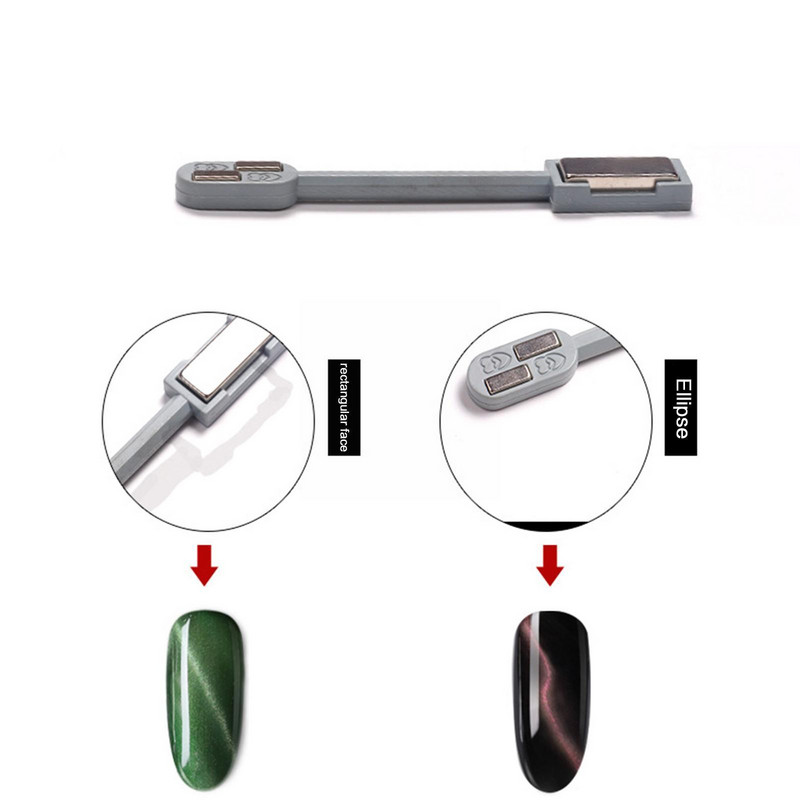 Dvostruka glava Cat Eye Nail Magnet Stick Tools Traka sa zakrivljenim linijama 3D dizajni za lakiranje Gel Nail Art Decor