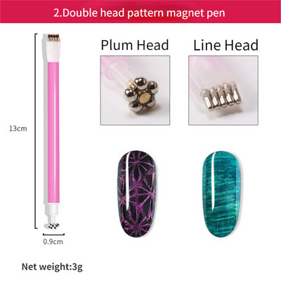 Alati za nokte Mačje oko Magnetski štapić Dvostruka glava Snažan magnet pogodan za mačje oko gel poliranje 3D dizajn Nail Art dekoracija