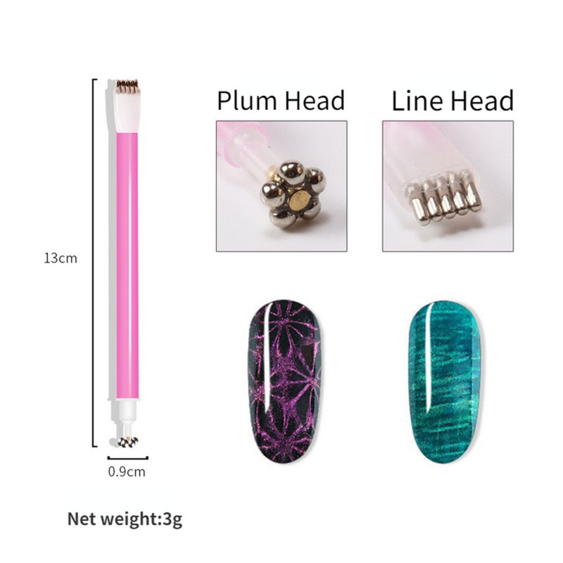 Alati za nokte Mačje oko Magnetski štapić Dvostruka glava Snažan magnet pogodan za mačje oko gel poliranje 3D dizajn Nail Art dekoracija