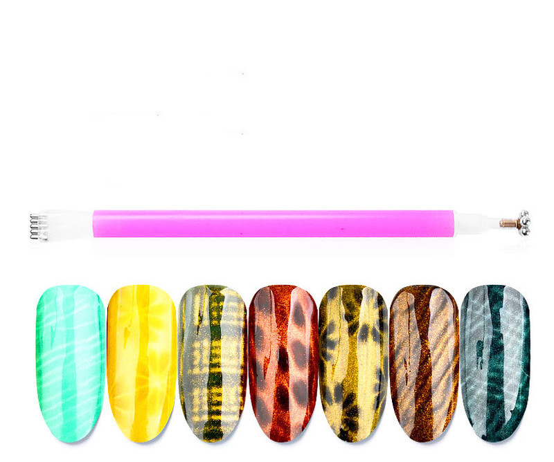 Magnet nou pentru unghii cu două capete Magnet cu gel pentru ochi de pisică pentru lac de unghii Efect de bandă de linie 3D Instrument de stilou magnetic puternic