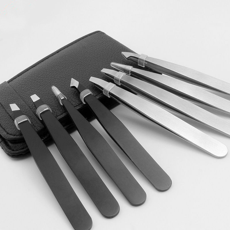 4 kom/set 1,5 mm deblje pincete za obrve od nehrđajućeg čelika s oštrim/kosim/ravnim vrhom Alat za šminkanje za uklanjanje dlačica s vrećicom