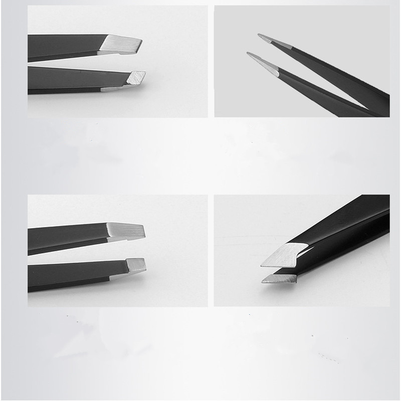 4 kom/set 1,5 mm deblje pincete za obrve od nehrđajućeg čelika s oštrim/kosim/ravnim vrhom Alat za šminkanje za uklanjanje dlačica s vrećicom