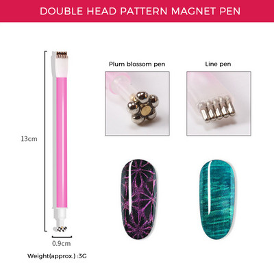 Магнитна пръчка за нокти Nail Art Cat Eye Rod Gel Polishing Magnet Tool Curved Line Strip Decorations Multi Type Double Ends Pen