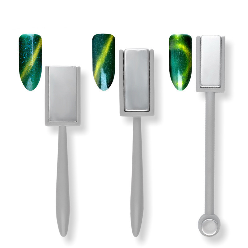 Τετράγωνα στρογγυλά σχέδια 3D Line Polish Nail Art Tools UV Cat Eye Gel Ισχυρή μαγνητική πλάκα Διπλή κεφαλή Cat Eye Gel Magnetic Stick