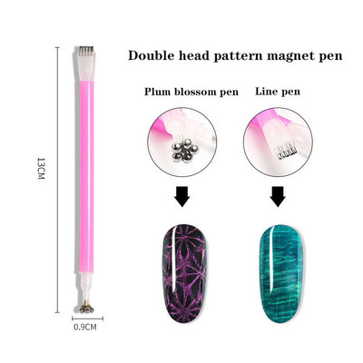 LEAMX Magnet Bar pentru unghii Pix cu magnet pentru ochi de pisică, potrivit pentru lustruirea lacului de unghii, stilou magnetic multifuncțional, instrumente profesionale pentru unghii