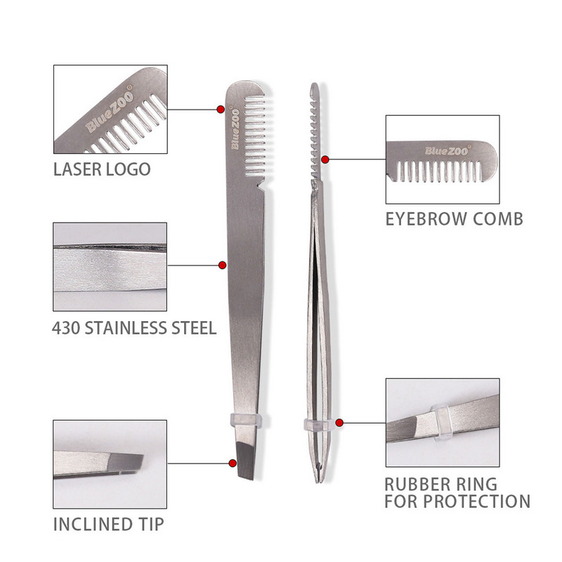 1 bucată pensetă pentru sprâncene din oțel inoxidabil cu perie pieptene clește extensie gene machiaj instrumente de frumusețe pensetă pentru sprâncene
