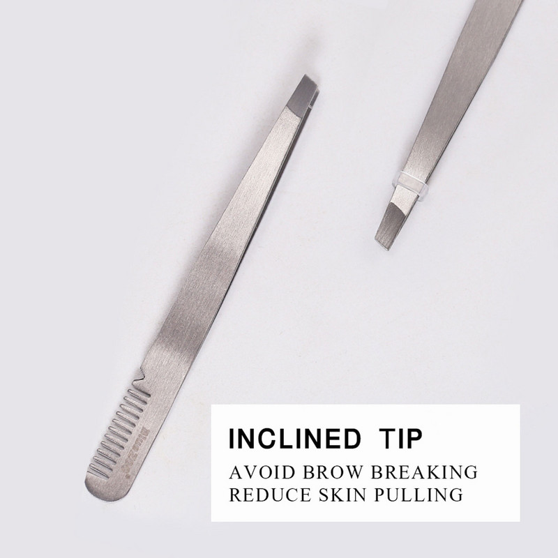 1 bucată pensetă pentru sprâncene din oțel inoxidabil cu perie pieptene clește extensie gene machiaj instrumente de frumusețe pensetă pentru sprâncene