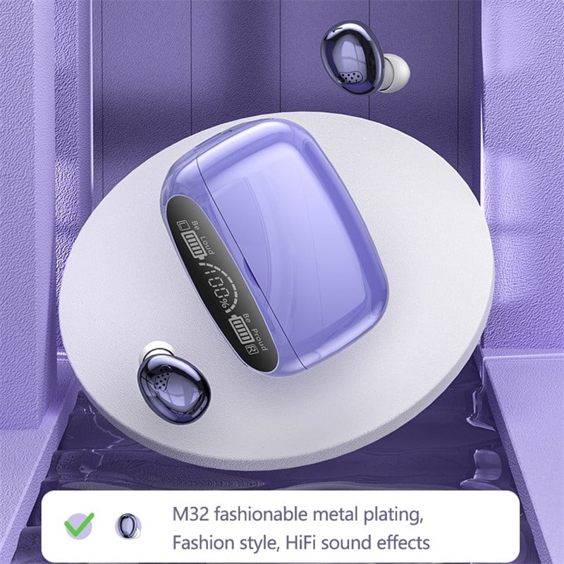 M32 vezeték nélküli Bluetooth fejhallgató kétfülű digitális kijelző nagy érintéssel zajcsökkentés, alacsony késleltetésű TWS Bluetooth fejhallgató