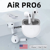 Γνήσια Air Pro 6 TWS ασύρματα ακουστικά Bluetooth Mini Pods Earbuds Ακουστικά ακουστικών για ακουστικά Xiaomi Android Apple iPhone