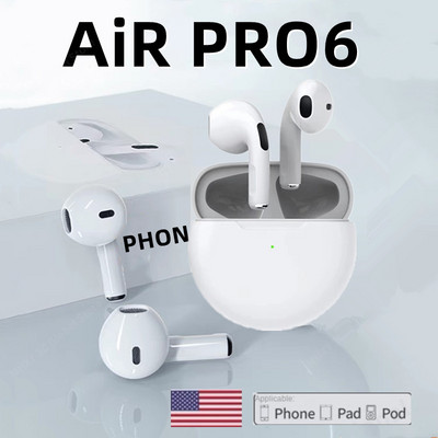 Оригинални Air Pro 6 TWS безжични Bluetooth слушалки Mini Pods Earbuds Earpod слушалки за Xiaomi Android Apple iPhone слушалки