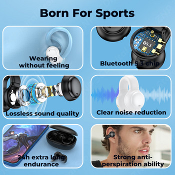 НОВО Bone Conduction Bluetooth 5.3 Слушалки Скоба за уши Безжични слушалки Спортни водоустойчиви слушалки с микрофон Намаляване на шума Слушалки