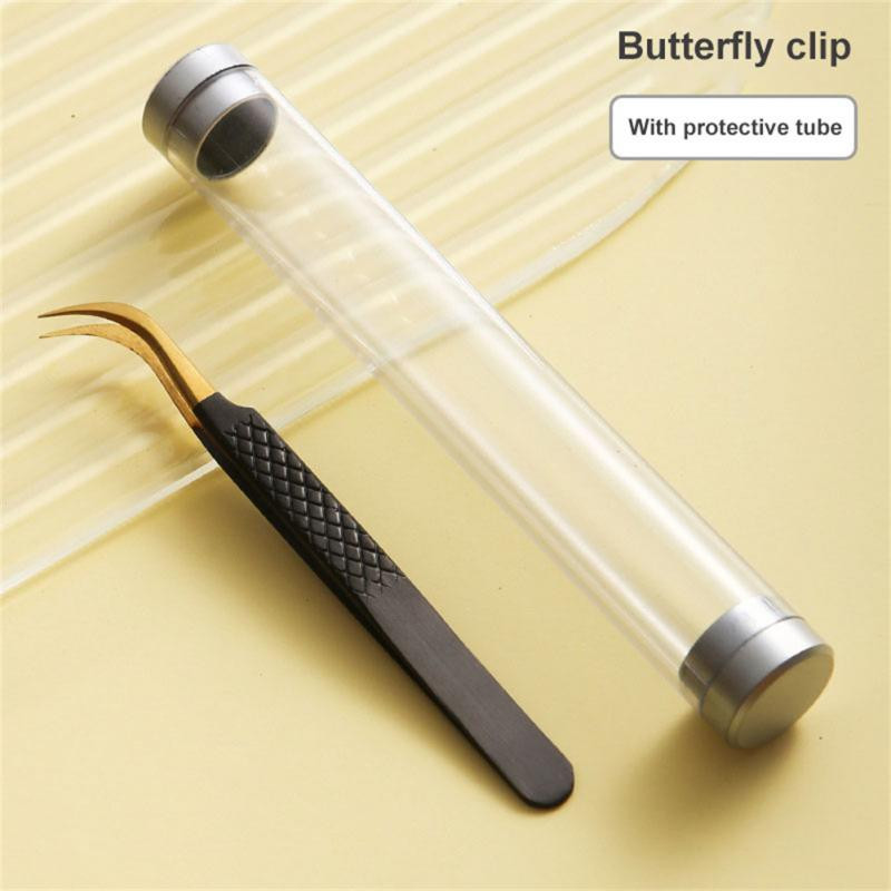 Sa zaštitnom cijevi Pinceta za trepavice 3D Volume Pinceta za proširenje trepavica Fan Lash Makeup Profesionalna pinceta za obrve