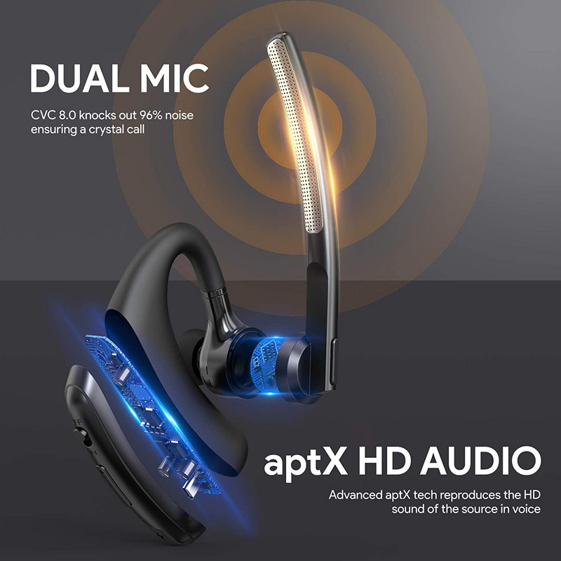 Naujausios K20 Bluetooth ausinės belaidės ausinės laisvų rankų įranga triukšmą mažinančios ausinės su Apt-X HD dvigubu mikrofonu, skirtu visiems išmaniesiems telefonams