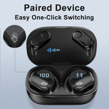 VOULAO TWS Bluetooth 5.3 Слушалки С Микрофон Безжични слушалки HiFi Стерео кука за уши Слушалки Намаляване на шума Водоустойчиви слушалки