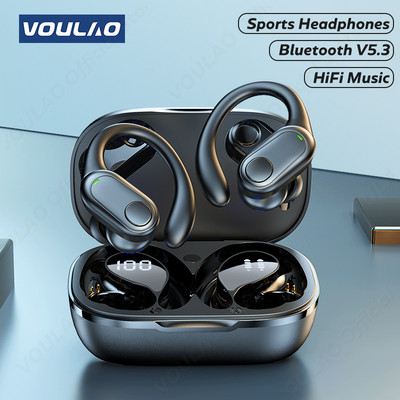 VOULAO TWS Bluetooth 5.3 Austiņas ar mikrofonu Bezvadu austiņas HiFi Stereo Ausu āķis Austiņas Trokšņu samazināšanas Ūdensnecaurlaidīgas austiņas