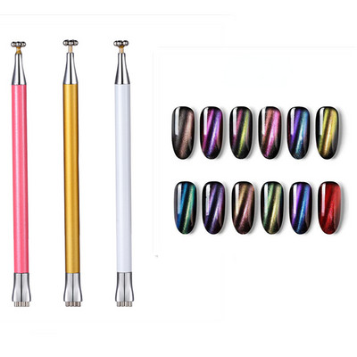 Μαγνητικό στυλό 3 χρωμάτων Nail Magnetic Pen Stick for Glue Gel Polish Magnetic Pen Dual-ended Strong Magic 3D Phantom Effect DIY Nail Art Tools