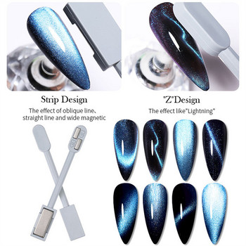 1 бр. Двойни глави Nail Art Magnet For Cat Eye Gel magnetic Glitter Designs Magnetic Stick Board 3D Line Polish Nail Art Tools