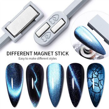1 τμχ Μαγνήτης για νυχιών διπλής κεφαλής για τζελ ματιών γάτας Magnetic Glitter Designs Μαγνητικό ραβδί 3D Line Polish Nail Art Tools