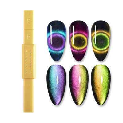 LILYCUTE Двуглава магнитна пръчка за ноктопластика 9D Cat Magnetic for Nail Gel Polish Line Strip Effect Силна магнитна писалка Инструменти