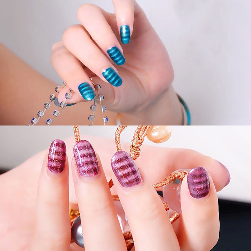 12 buc Magnet pentru ochi de pisică, cu efect puternic, placă stick magnetică pentru ochi de pisică 9D, kit de pix cu efect de bandă 3D pentru ochi de pisică, pentru arta unghiilor cu gel