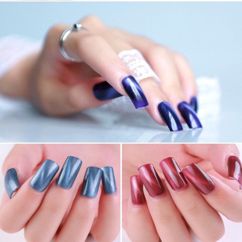 12 buc Magnet pentru ochi de pisică, cu efect puternic, placă stick magnetică pentru ochi de pisică 9D, kit de pix cu efect de bandă 3D pentru ochi de pisică, pentru arta unghiilor cu gel