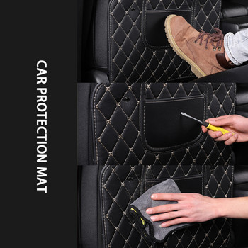 PU кожени автомобилни подложки против ритници Автомобилен протектор за облегалката на седалката Органайзер за задната седалка на автомобила с джобове за съхранение Вътрешни аксесоари