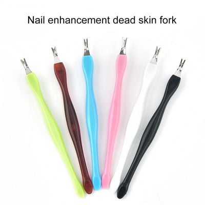6 bucăți împingător de cuticule împingător inoxidabil Nail art furculiță instrument de manichiură pentru tăiat piele moartă furculiță împingător tuns tuns dispozitiv de îndepărtare a cuticulelor