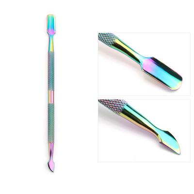 Împingător de cuticulă din metal din oțel inoxidabil, cu două fețe